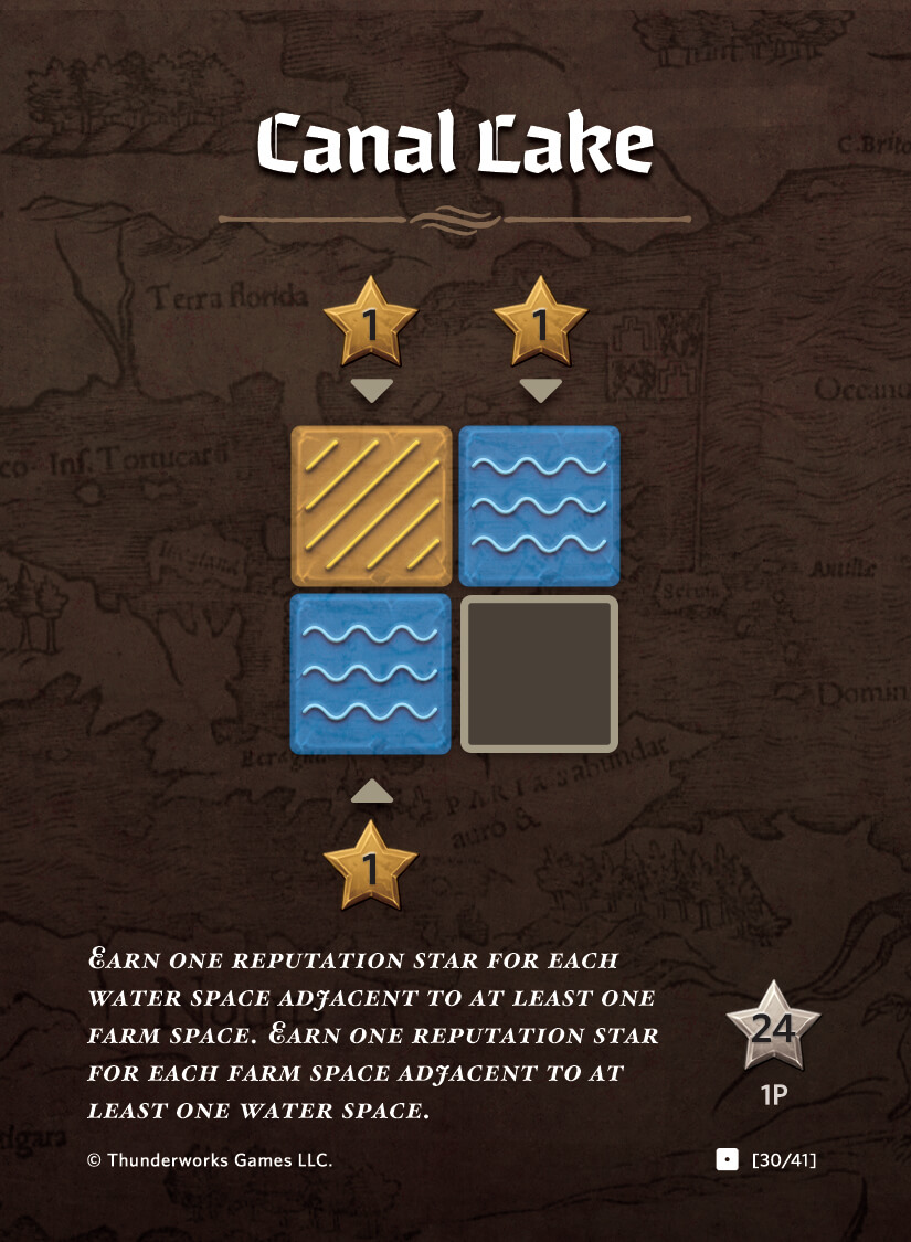 Cartographers game. Card Canal Lake